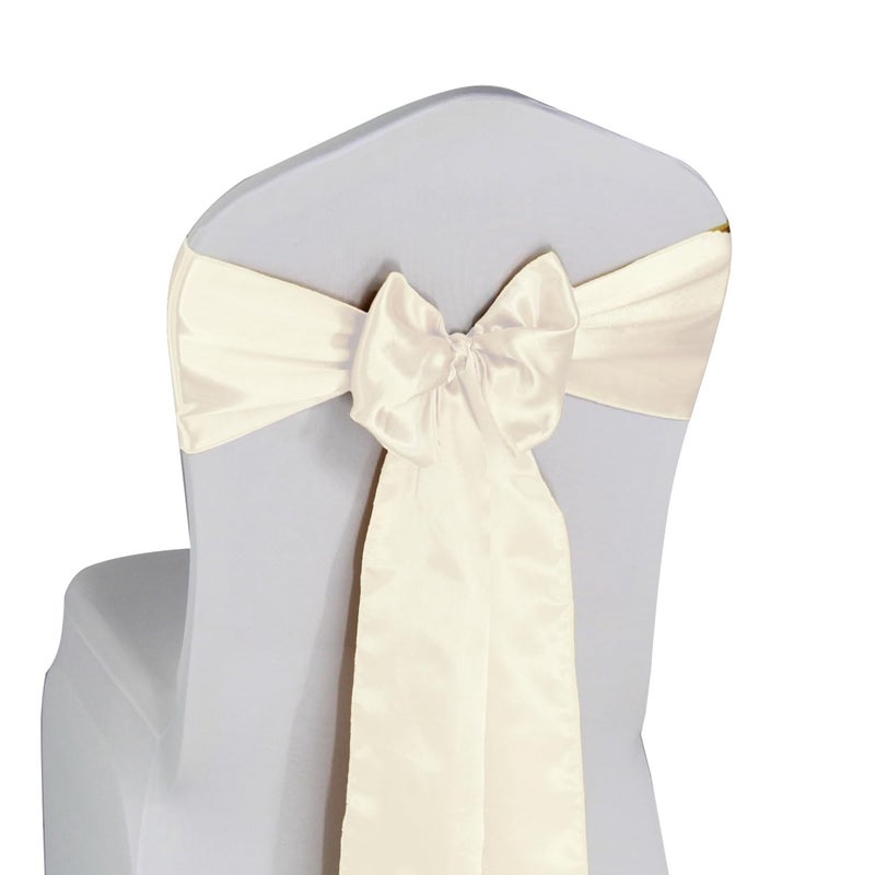 WELMATCH Ivory Satin Chair Sashes Ties 50 pcs Wedding Banquet Party Event Decoration Chair Bows (Ivory, 50) - Image 1